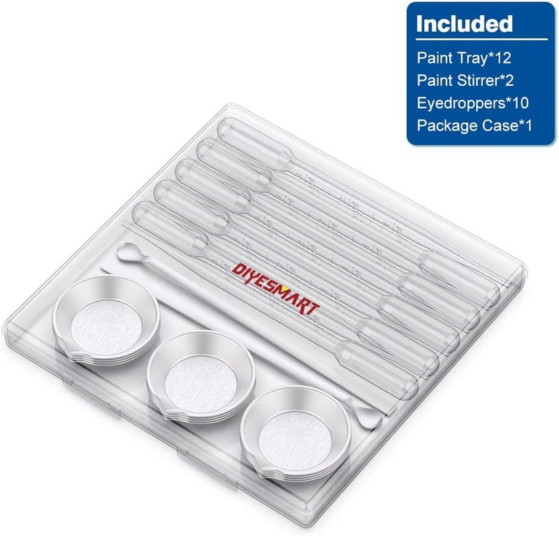 DIYESMART 12pcs Paint Tray, 2pcs Paint Stirrer and 10pcs 3ml Pipette Eyedroppers Suit for Airbrush Painting, DIY Art Craft Painting, Model Painting, Hobby Paint Building Tools, Lightweight… - Image 3